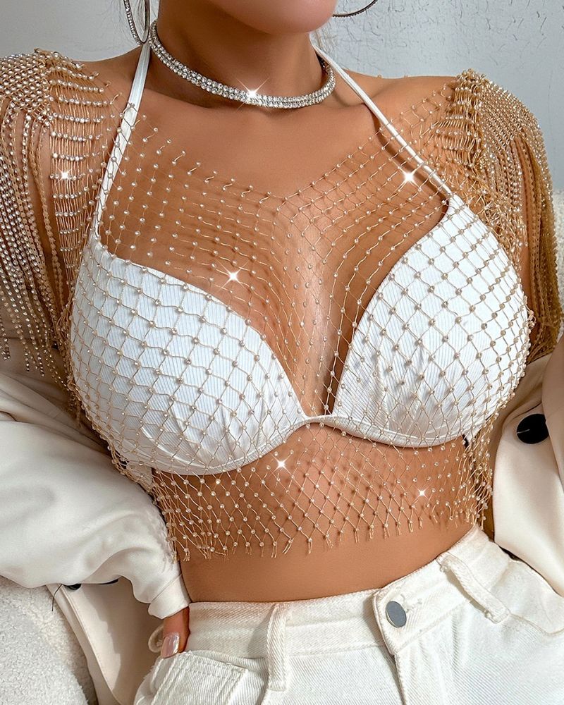 Fishnet Shining Rhinestone Top