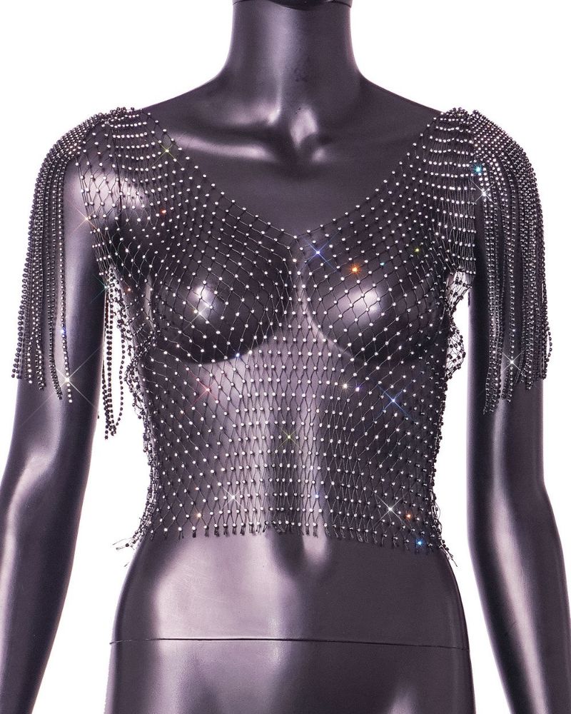 Fishnet Shining Rhinestone Top