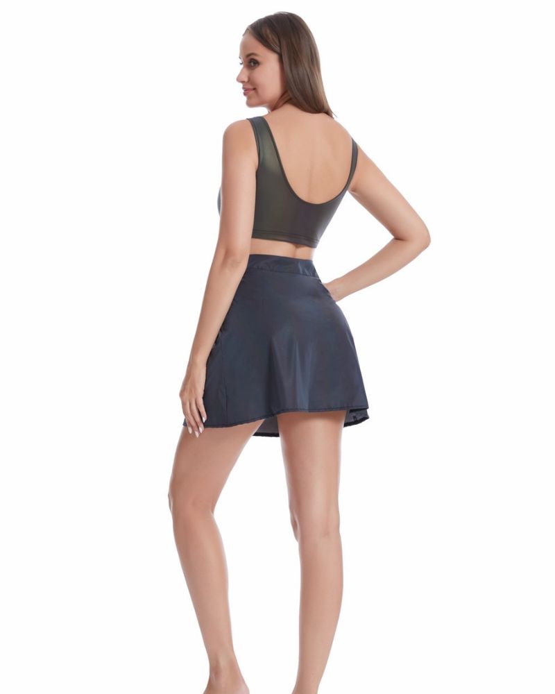 High Waist A-line Laser Top and Skirt Set(Single Unit Available)