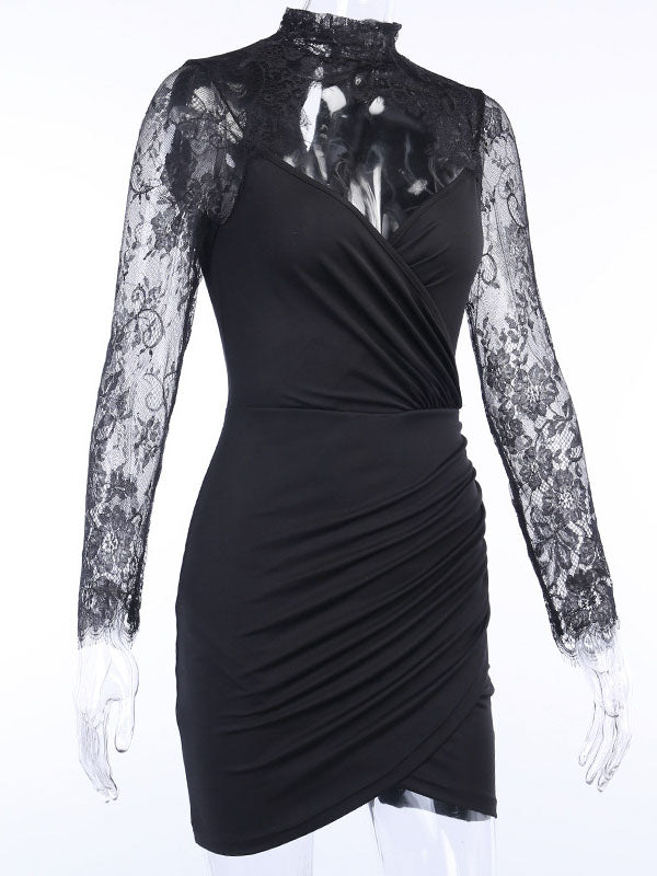 Lace Sleeve Open Front Dress – Msdark